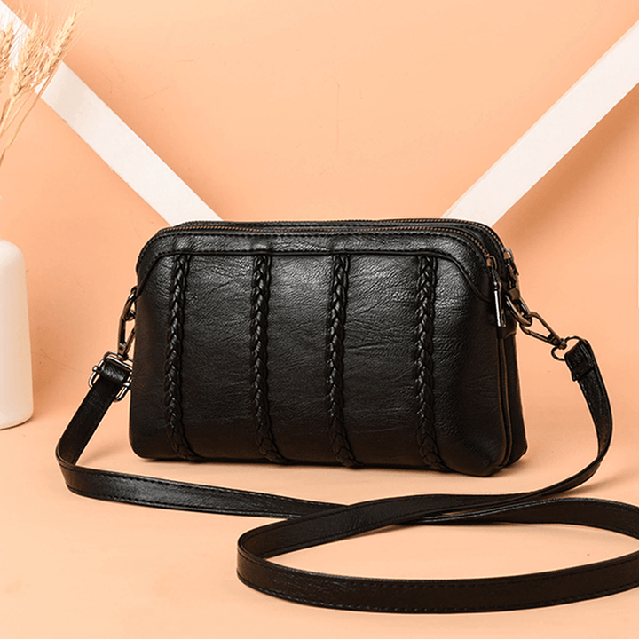 Women Vintage Soft Faux Leather Crossbody Bag - MRSLM