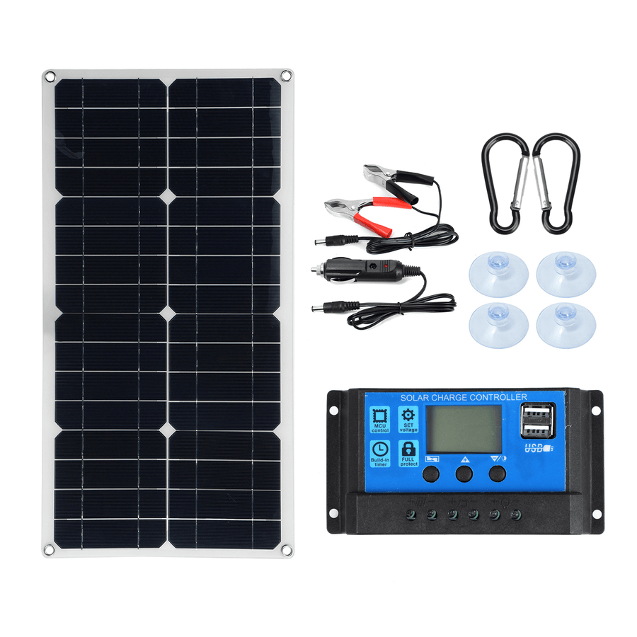 18V Semi-Flexible Solar Panel Kit Dual Battery Charger Solar Power Kit 10-100A LCD Controller for Caravan Van Boat - MRSLM