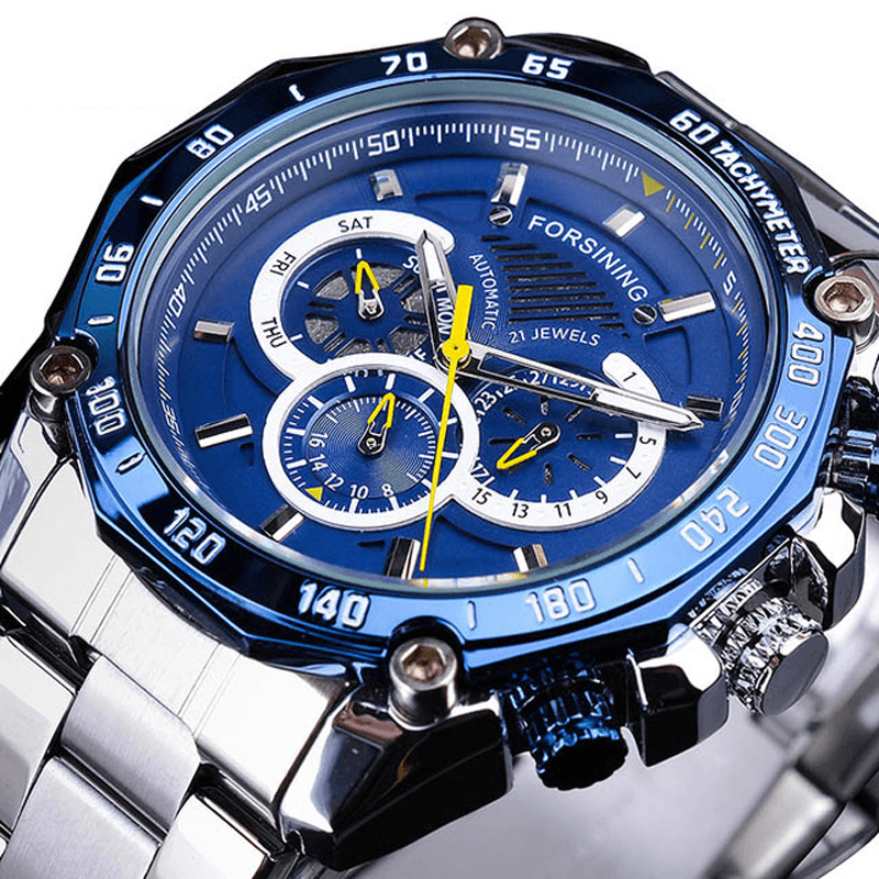 Forsining GMT1138 Fashion Men Watch Luminous Date Week Display Waterproof Mechanical Watch - MRSLM