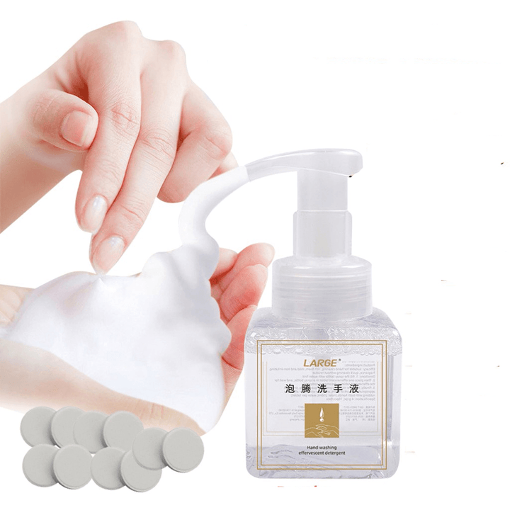 10PCS Effervescent Hand Sanitizer with Mousse Bubbler Bottle Hand Wash Effervescent Tablets Hand Soap Foam Type Super Clean Power Strong Manual Soap Dispenser - MRSLM