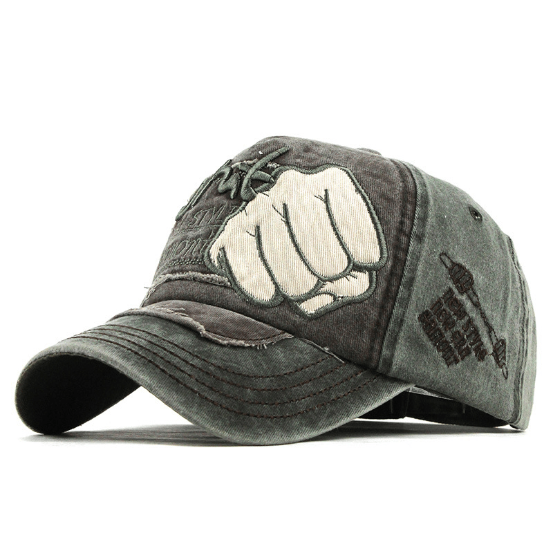 Unisex Fist Versatile Cap Washable Worn Baseball Cap Breathable Cotton Sun Hat - MRSLM