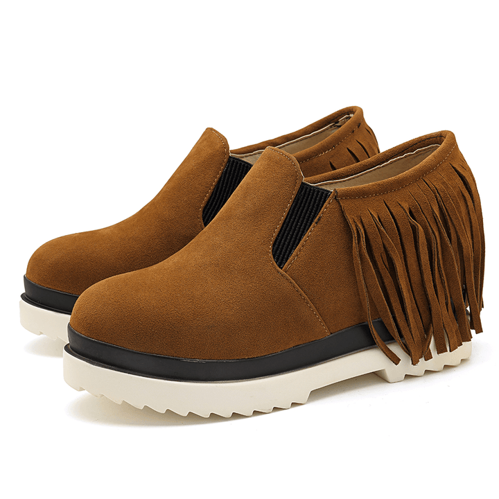 Tassel Slip on Wedges Platform Comfortable Ankle Boots - MRSLM