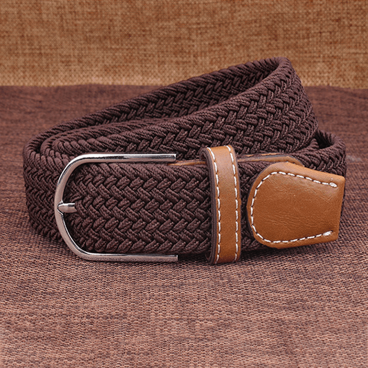 Unisex Nylon Casual Stretch Woven Belt Wild Pin Buckle 107Cm Adjustable Tactical Belt - MRSLM