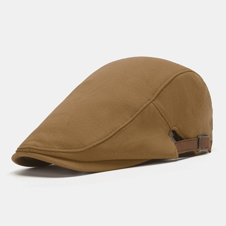 Men Solid Color Casual Berets British Retro Sunshade Forward Hat Flat Hat Newsboy Hat Painter Hat - MRSLM