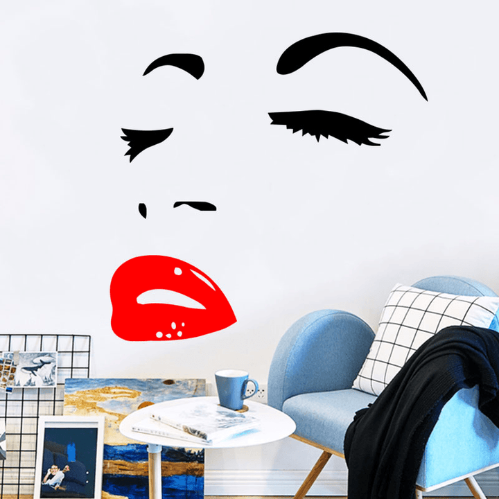 Miico FX1258 Red Lip Beauty Girl Wall Sticker Wall Art Home Decoration Stiker - MRSLM