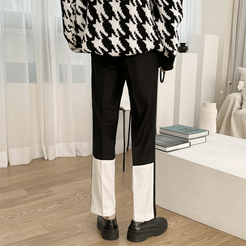 Casual Men'S Loose Straight Drape Nine-Point Stitching Trousers - MRSLM