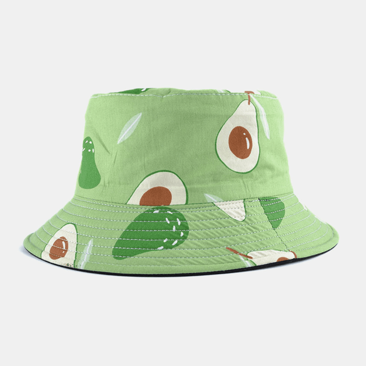 Unisex Cotton Double-Sided Cartoon Fruit Pattern Printing Fashion Sunshade Bucket Hat - MRSLM