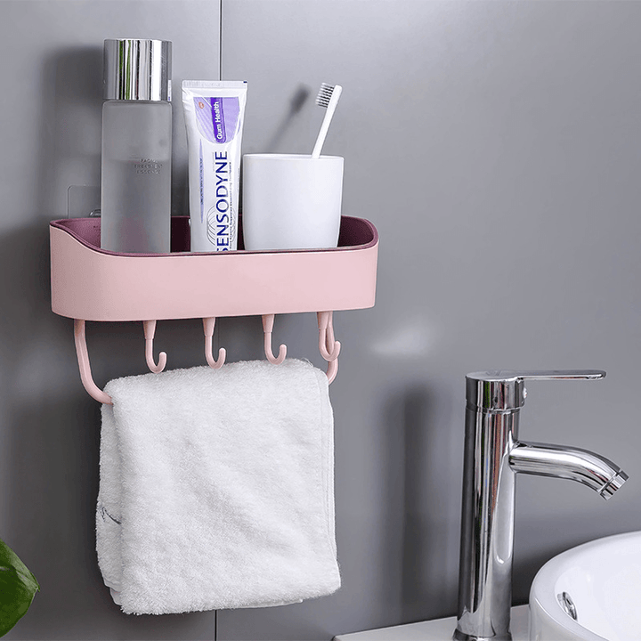 Bathroom Shelf Organizer Bath Shower Gel Shampoo Holder Storage Rack Punch Free - MRSLM