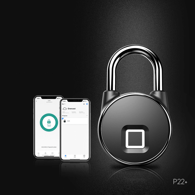 ANYTEK P22+ Bluetooth Fingerprint Smart Lock Anti-Theft 2 Modes Unlock Fingerprint Mobile APP Keyless Padlock IP66 Waterproof USB Charging Security Padlock Travel Bike - MRSLM