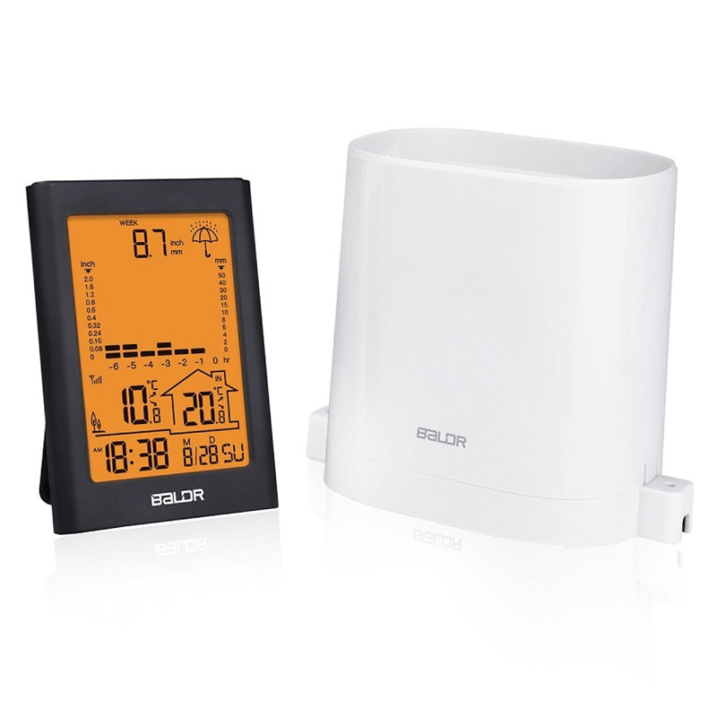 Baldr Wireless Rain Meter Gauge Weather Station Indoor/Outdoor Temperature Humidity Recorder - MRSLM