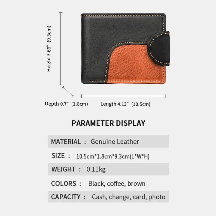 Men Genuine Leather Bifold RFID Anti-Theft Multi-Card Slot Retro Casual Card Holder Coin Wallet - MRSLM