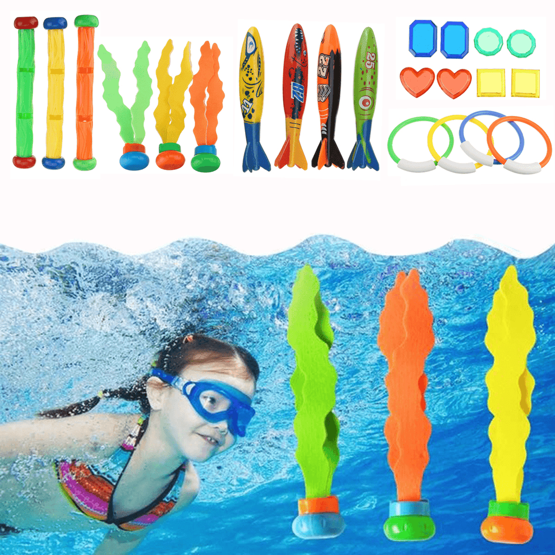 22 Pcs Diving Toys Dive Ring Torpedo Sticks Summer Swimming Recreation Kit Set Underwater Toys - MRSLM