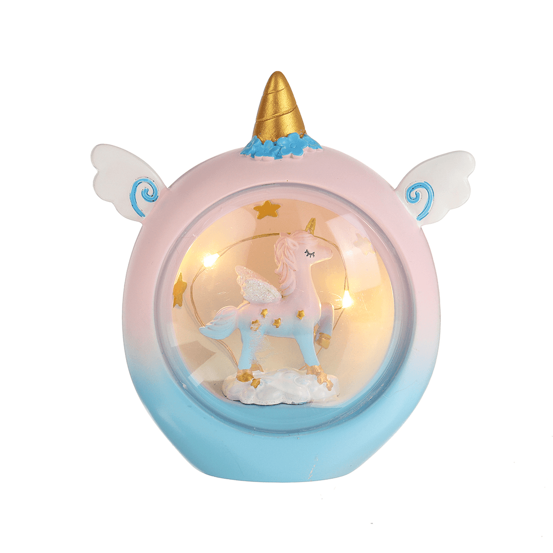 Resin Cartoon Horse Night Light Baby Study Bedroom Lamp Bedside Table Decor Gift - MRSLM