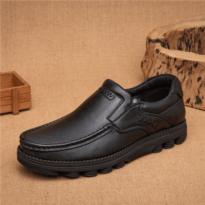 Retro Slip Resistant Casual Business Office Leather Oxfords - MRSLM