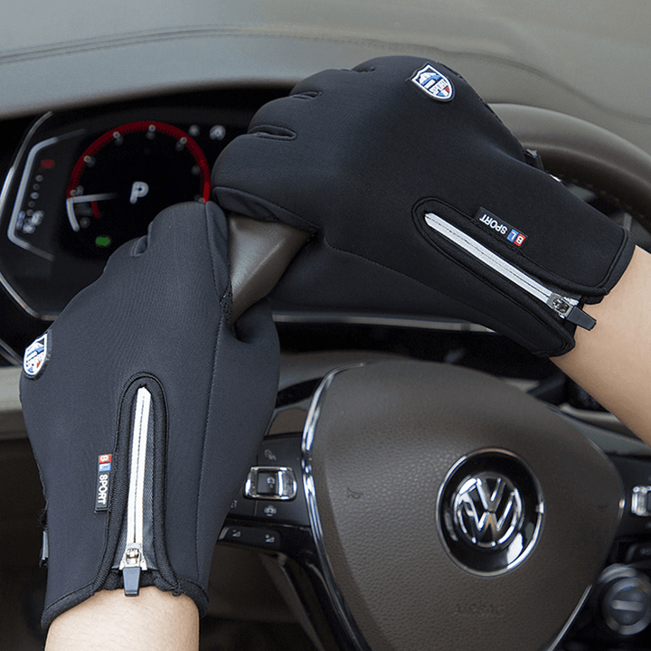 Unisex Touchscreen Outdoor Winter plus Velvet Riding Keep Warm Waterptoof Gloves - MRSLM