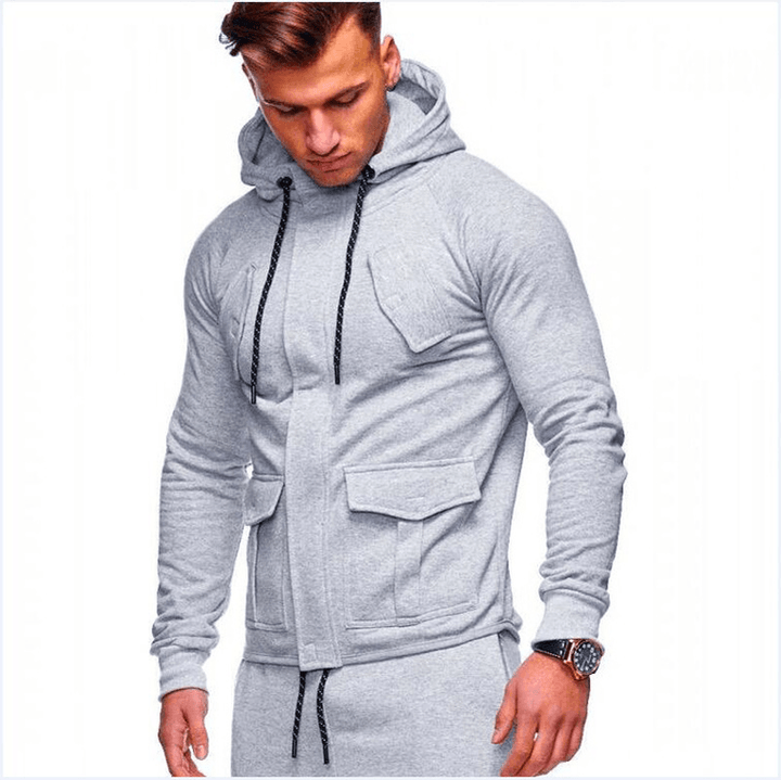 New Concealed Access Control Zipper Men'S Hooded Casual Sports Suit - MRSLM