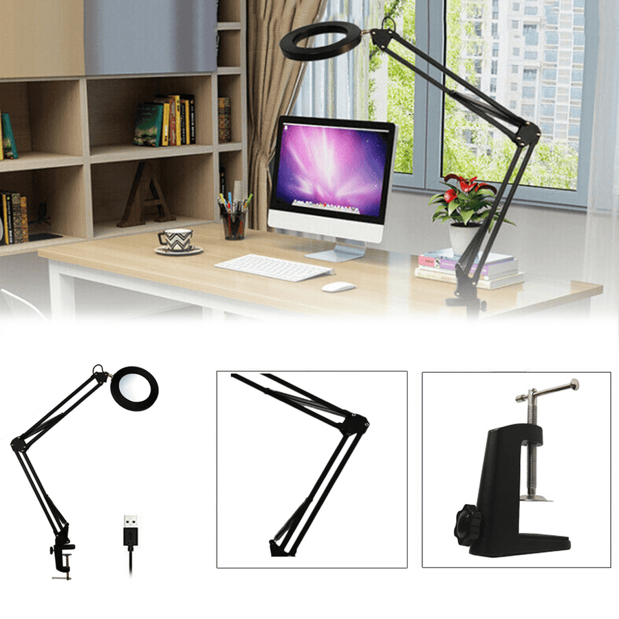 5X Illuminated Magnifier USB 3 Colors LED Glass Table Lamp/Skincare Beauty Tool - MRSLM