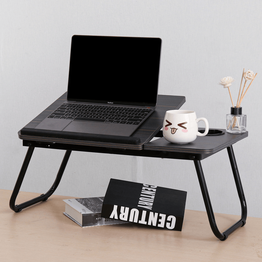 55*32Cm Enlarge Foldable Adjustable with Cup Hole Density Board Computer Laptop Desk Table TV Bed Computer Mackbook Desktop Holder - MRSLM