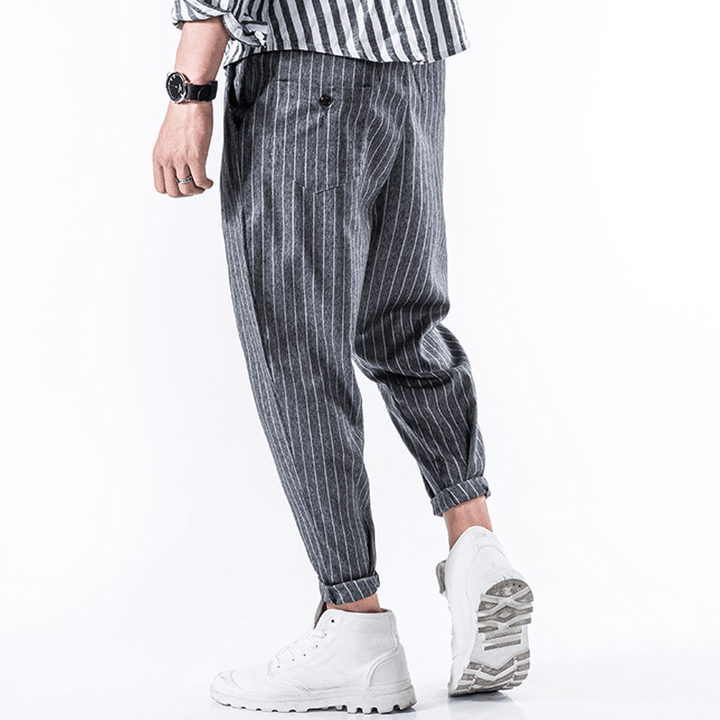 Striped Printed Cotton Harem Pants - MRSLM