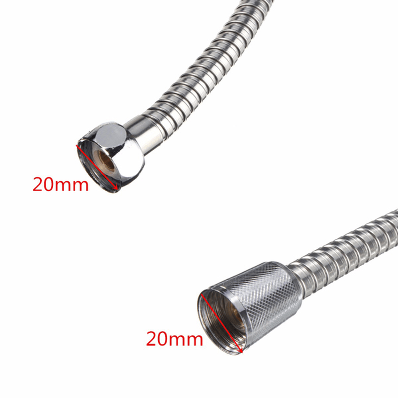 2M Long Standard Flexible Bathroom Shower Head Hose Stainless Steel Chrome Pipe - MRSLM