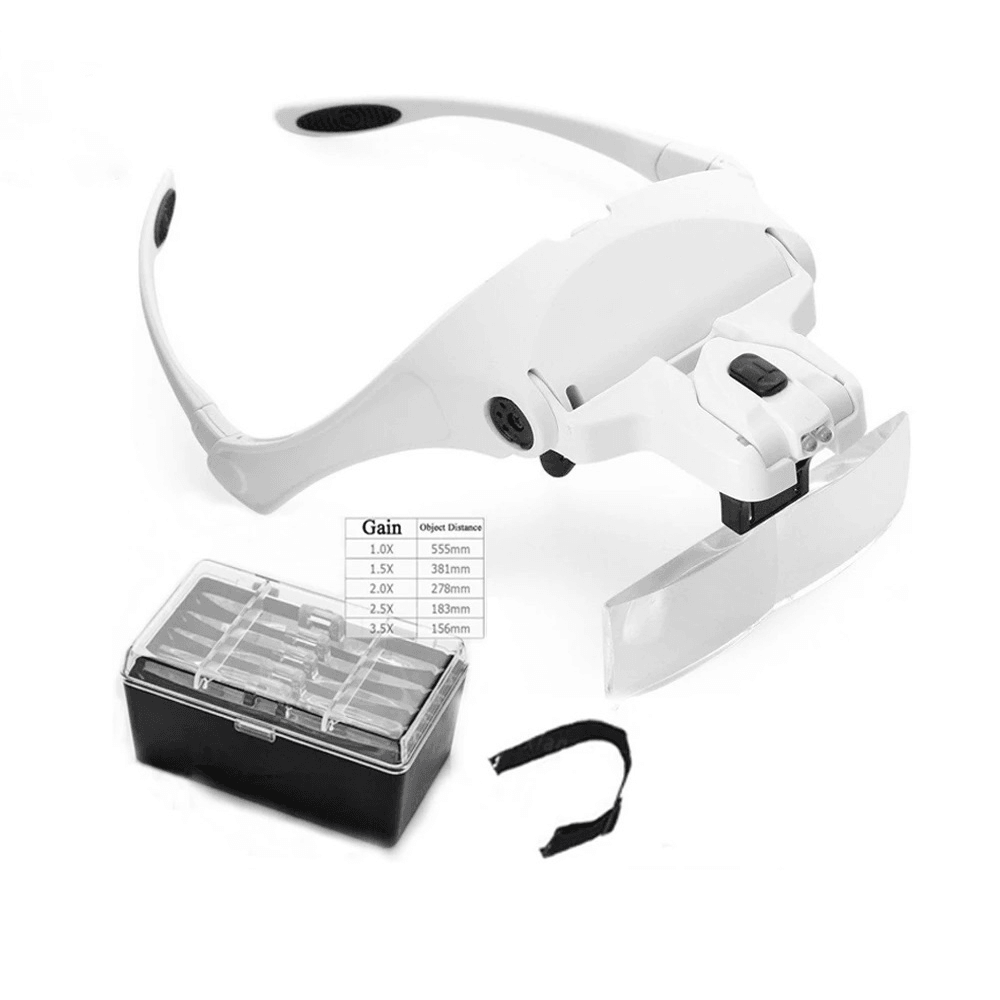 Magnifying Glasses LED Light Lamp Head Loupe Jeweler Headband Magnifier Eye Glasses Optical Glass Tool Repair Reading Magnifier - MRSLM