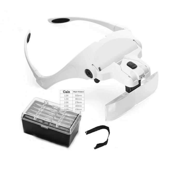 Magnifying Glasses LED Light Lamp Head Loupe Jeweler Headband Magnifier Eye Glasses Optical Glass Tool Repair Reading Magnifier - MRSLM