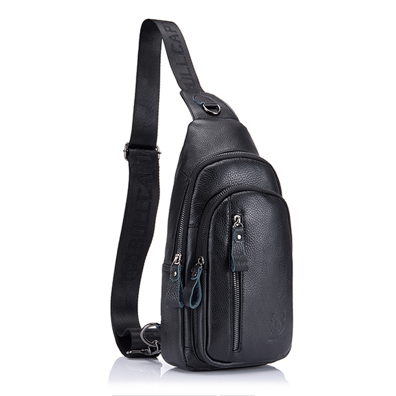 Men Leather Shoulder Bag Leisure Chest Bag Multifunctional Travel Bag Outdoor Sports Climbing Hiking - MRSLM