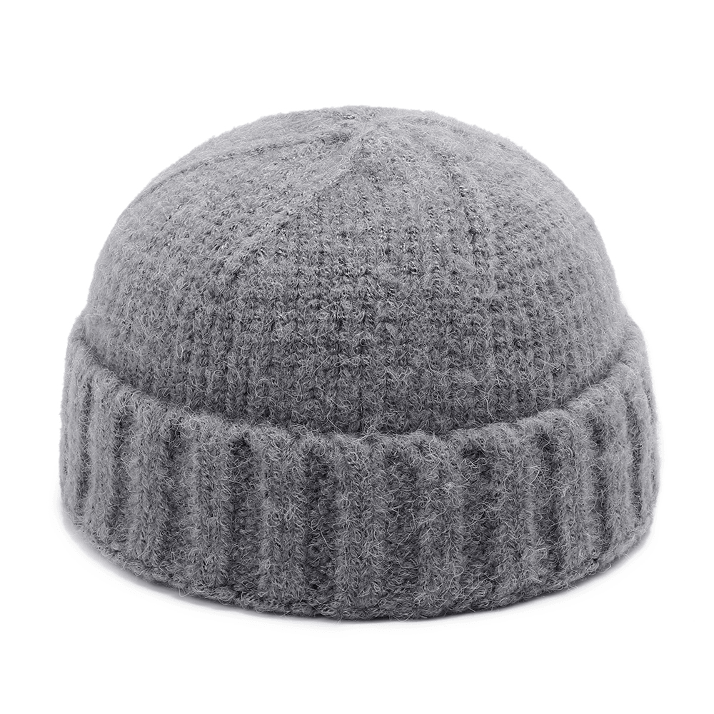 Unisex Hand Crochet Thick Warm Knit Plain Brimless Hats - MRSLM