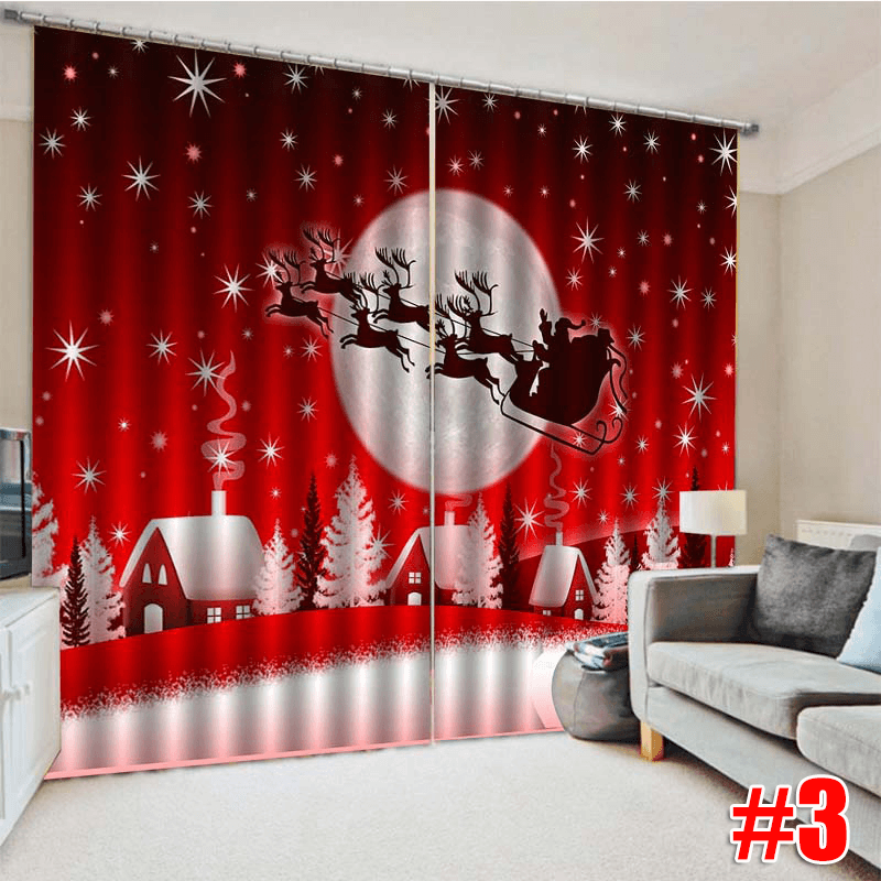 2PCS 3D Print Window Curtain Drapery Door Screen Panel for Christmas Decoration - MRSLM