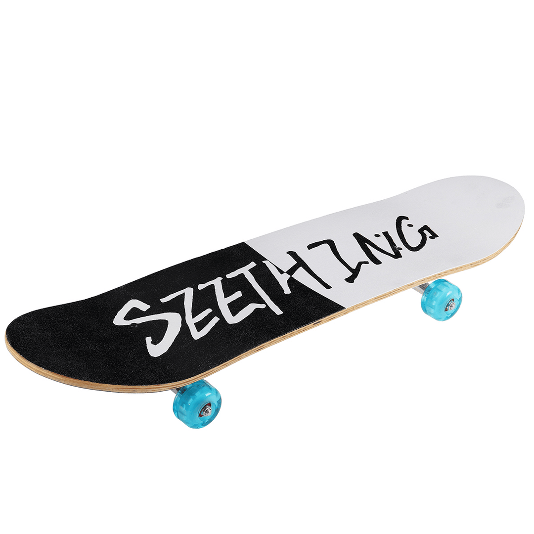 Children Skateboard Double Rocker Longboard High Elasticity Maple Wood Flashing Skate Board for Beginner Gift - MRSLM