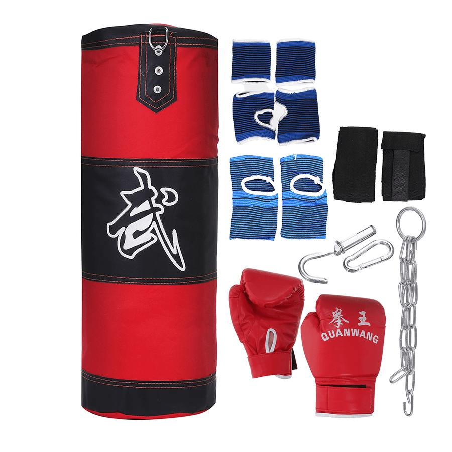 0.8/1/1.2M Empty Boxing Sandbag Set Home Fitness Hook Hanging Kick Punching Bag Boxing Training Fight Karate Punch Muay Thai Sand Bag - MRSLM