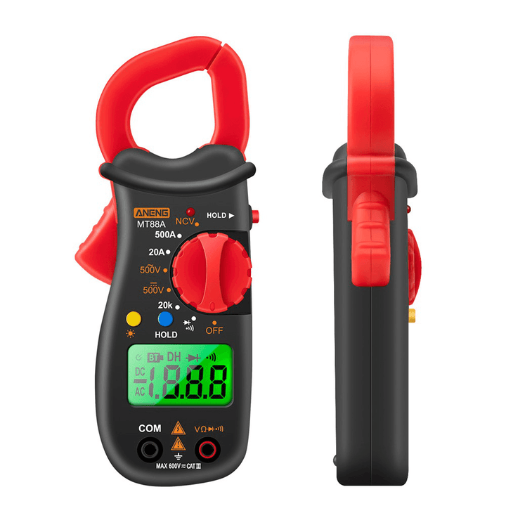 ANENG MT88 1999 Digital Clamp Multimeter Meter 1999 Counts 500A AC Current AC DC Voltage NCV Test with Backlight - MRSLM