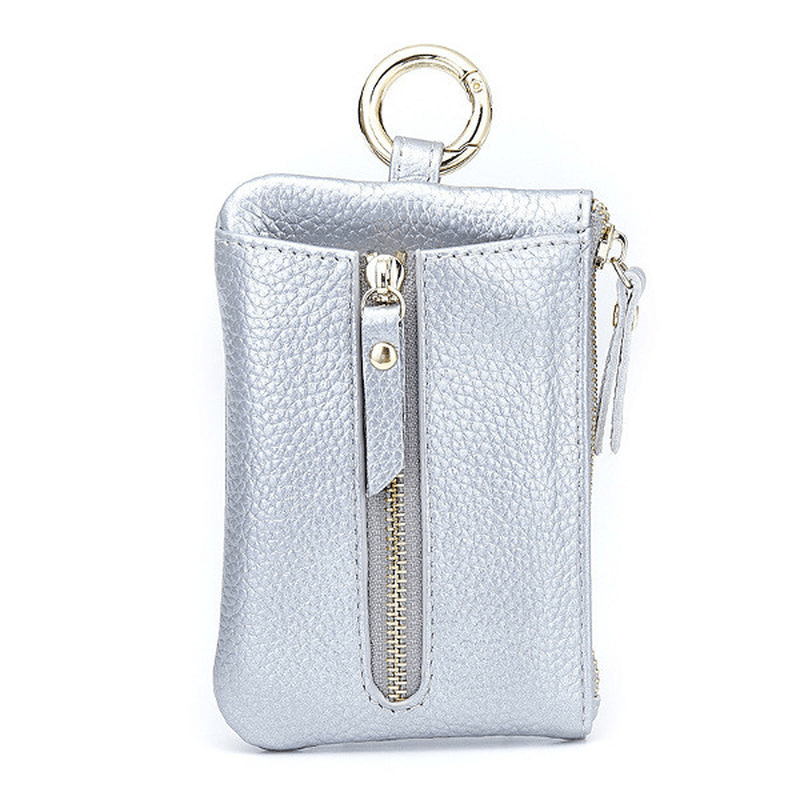 Genuine Leather Women Zipper Card Holder Girls Small Coin Bags Key Chain Bags - MRSLM