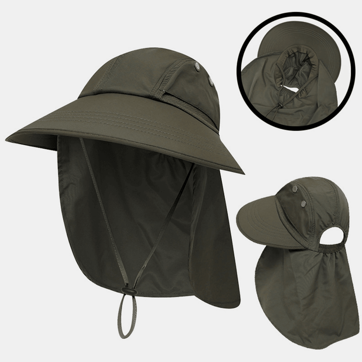 Unisex Nylon Solid Color Adjustable Summer Outdoor Sunshade Fishing Climbing Hat Breathable Bucket Hat - MRSLM