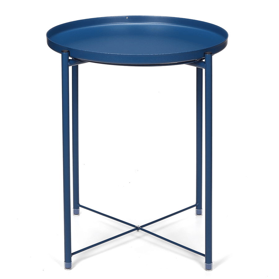 Round Tray Table Coffee Bedside Table Storage Steel Leg Industrial Modern Style - MRSLM