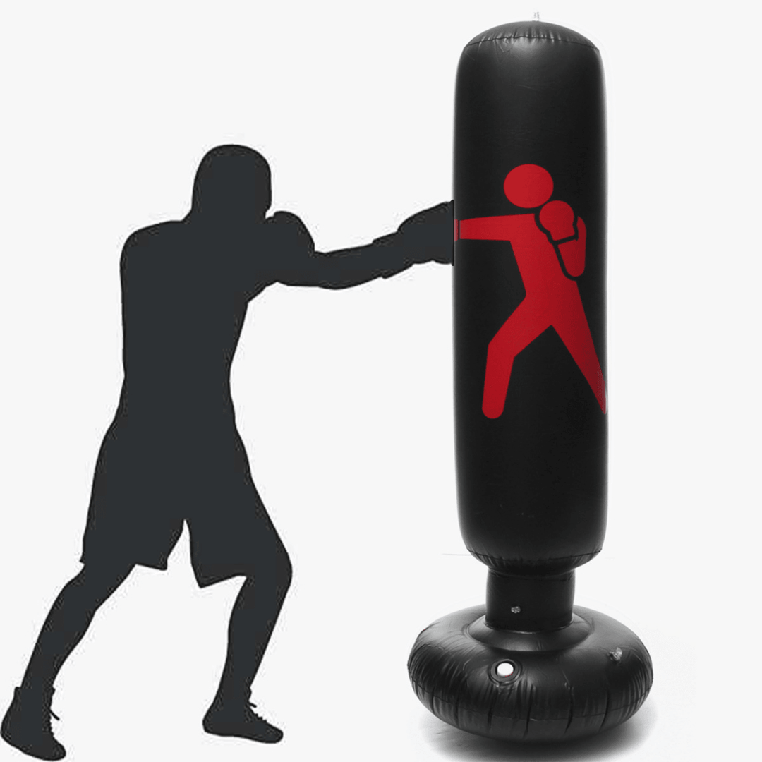 160Cm Inflatable PVC Boxing Target Boxing Punching Bag Standing Home Gym Fitness Boxing Training Tool - MRSLM