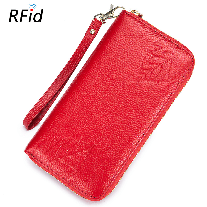 RFID Genuine Leather 6Inch Phone Bag Long Wallet - MRSLM