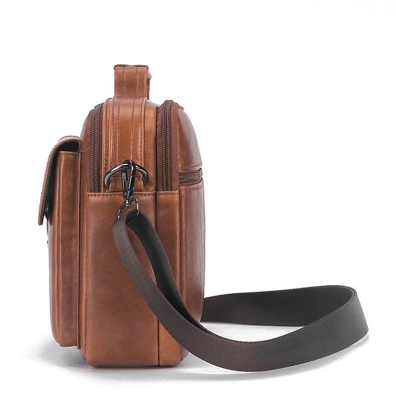 Men Genuine Leather Casual Large Capacity Handbag Crossbody Bag - MRSLM