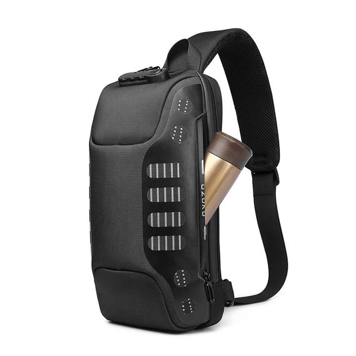 OZUKO Waterproof USB Sling Bag Headphone Jack Anti-Theft Lock Shoulder Bag Chest Messenger Pack Camping Travel - MRSLM