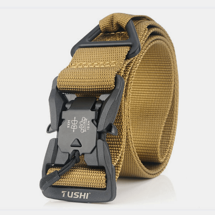 Men Nylon Braided 125Cm Magnet Quick Release Insert-Buckle Multifunctional Outdoor Training Tactical Belts - MRSLM