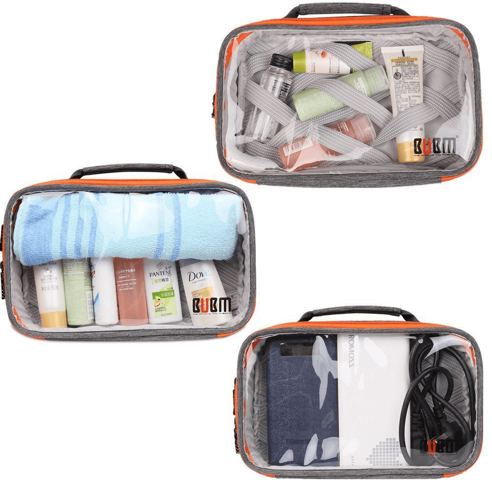 BUBM TTR Multi-Functional Portable Transparent Electronics Accessories Organizer Cosmetic Bag - MRSLM