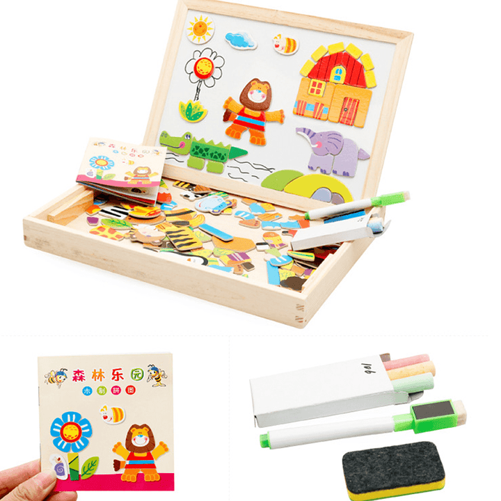 Happy Farm/Forest Paradise Early Educational Learning Wooden Magnetic Drawing Board DIY Toys - MRSLM