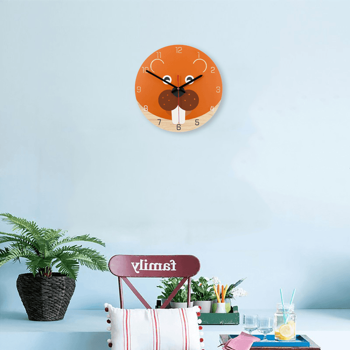 28Cm Animal Mute round Wall Clock Modern Home Living Room Kitchen Watch Decor - MRSLM