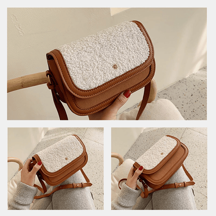 Women Lamb Hair Winter Crossbody Bag Shoulder Bag - MRSLM