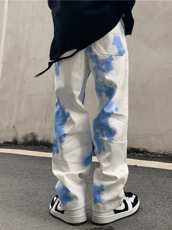 National Tide Gradient Tie-Dye Overalls European a Nd American Retro Casual Pants Loose High Street - MRSLM