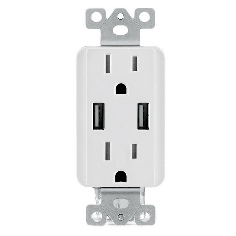 US Wall Socket 2 USB Outlets 2.4A/3.1A/4.2A Charger Socket Wall Socket Panel Switch - MRSLM