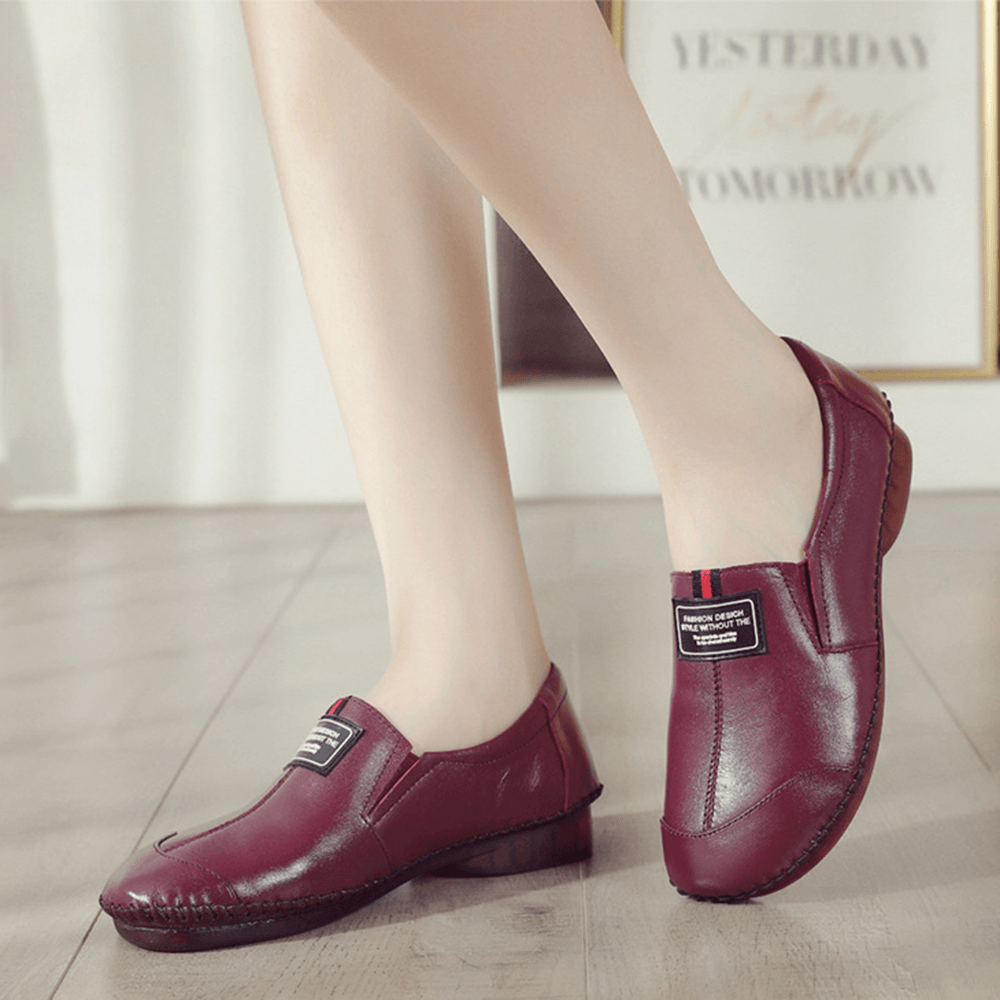 Women Comfy Genuine Leather Soft Slip Resistant Flats Loafers - MRSLM