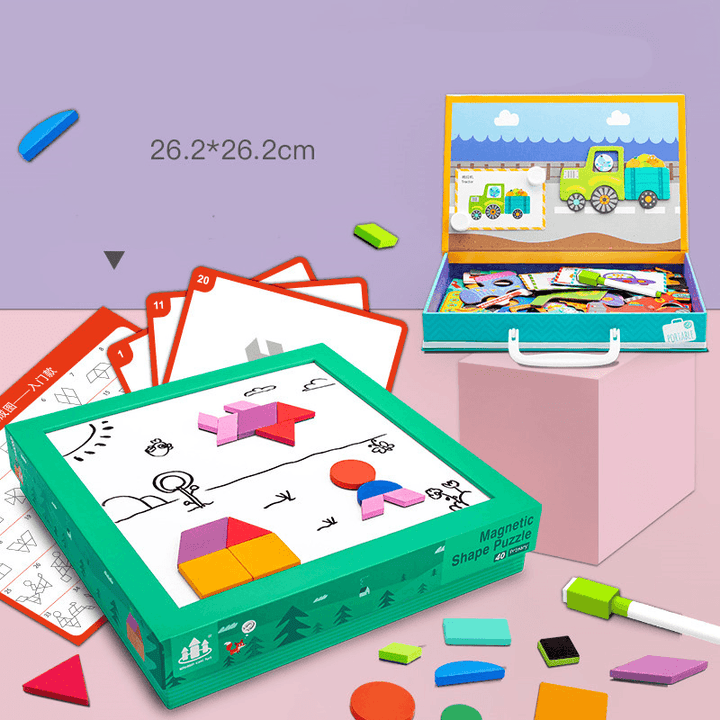 Magnetic Puzzle Children''S Educational Toys Magnetic Stickers 2-3 Years Old 6-Year-Old Girls Boys Kindergarten Early Education Wooden Board - MRSLM