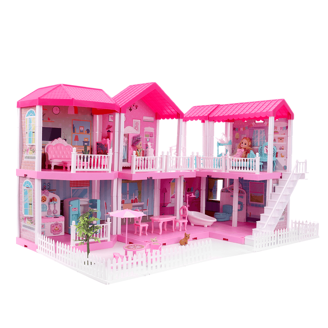 Kids Play House Toys Dollhouse Princess House 3D DIY Castle Home Girls Birthday Gifts - MRSLM