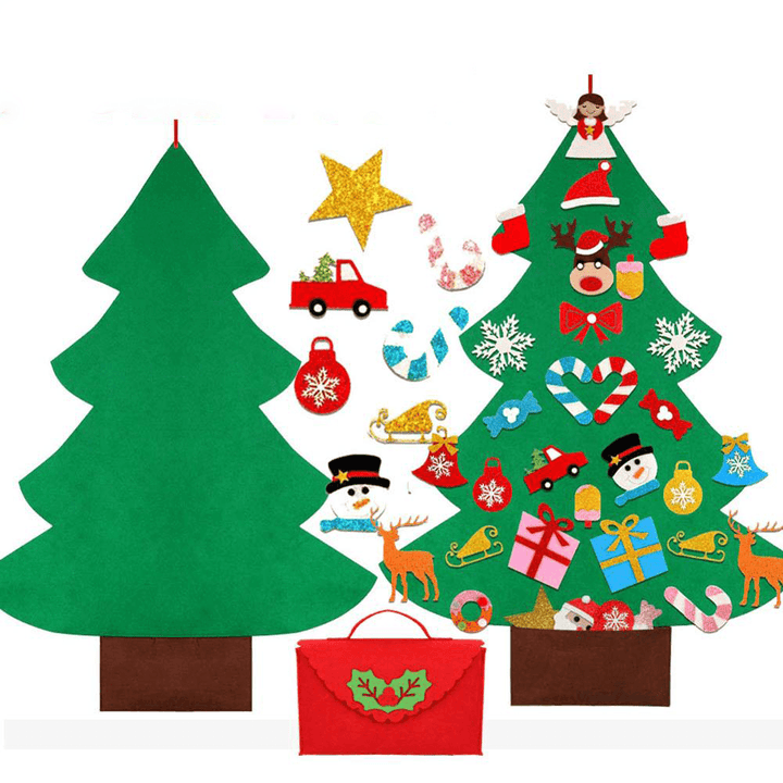 DIY Felt Christmas Tree with Glitter Ornaments Freely Paste Wall Hanging Christmas Trees Christmas Decorations Felt New Year Gift DIY Christmas Tree Kit - MRSLM